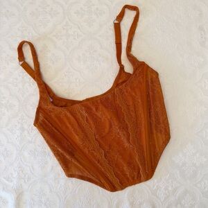 Out From Under Burnt Orange Lace Corset Bustier Top Urban Outfitters Lingerie